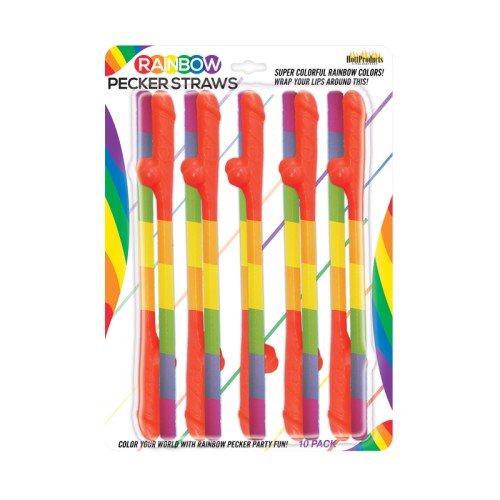 Rainbow Pecker Straws 10 Pack