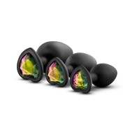 Luxe 3-Piece Bling Plug Training Kit with Rainbow Gem Base Black