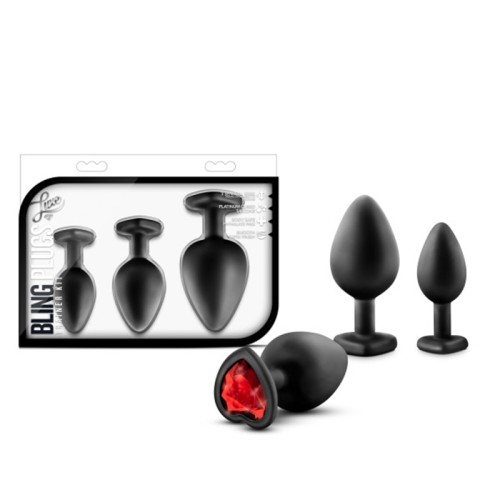 Kit de Entrenamiento de Plugs Bling de Luxe con Joya Roja - Amigable para Principiantes