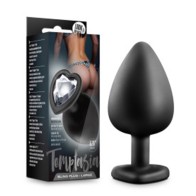 Temptasia Bling Large Anal Plug with Heart Gem Base in Black