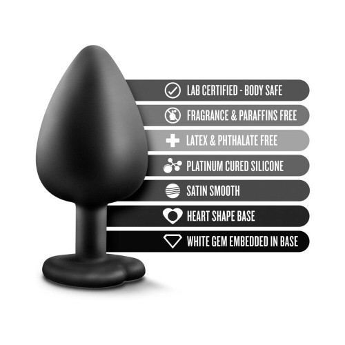 Plug Anal Grande Temptasia Bling con Base de Joya en Forma de Corazón Negro