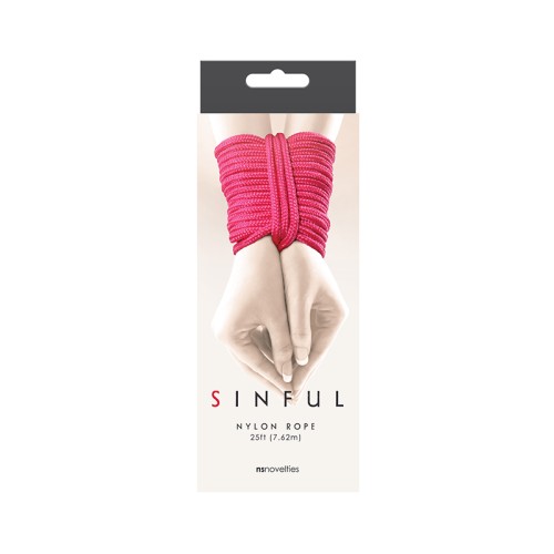 Sinful Pink Nylon Bondage Rope 25 ft