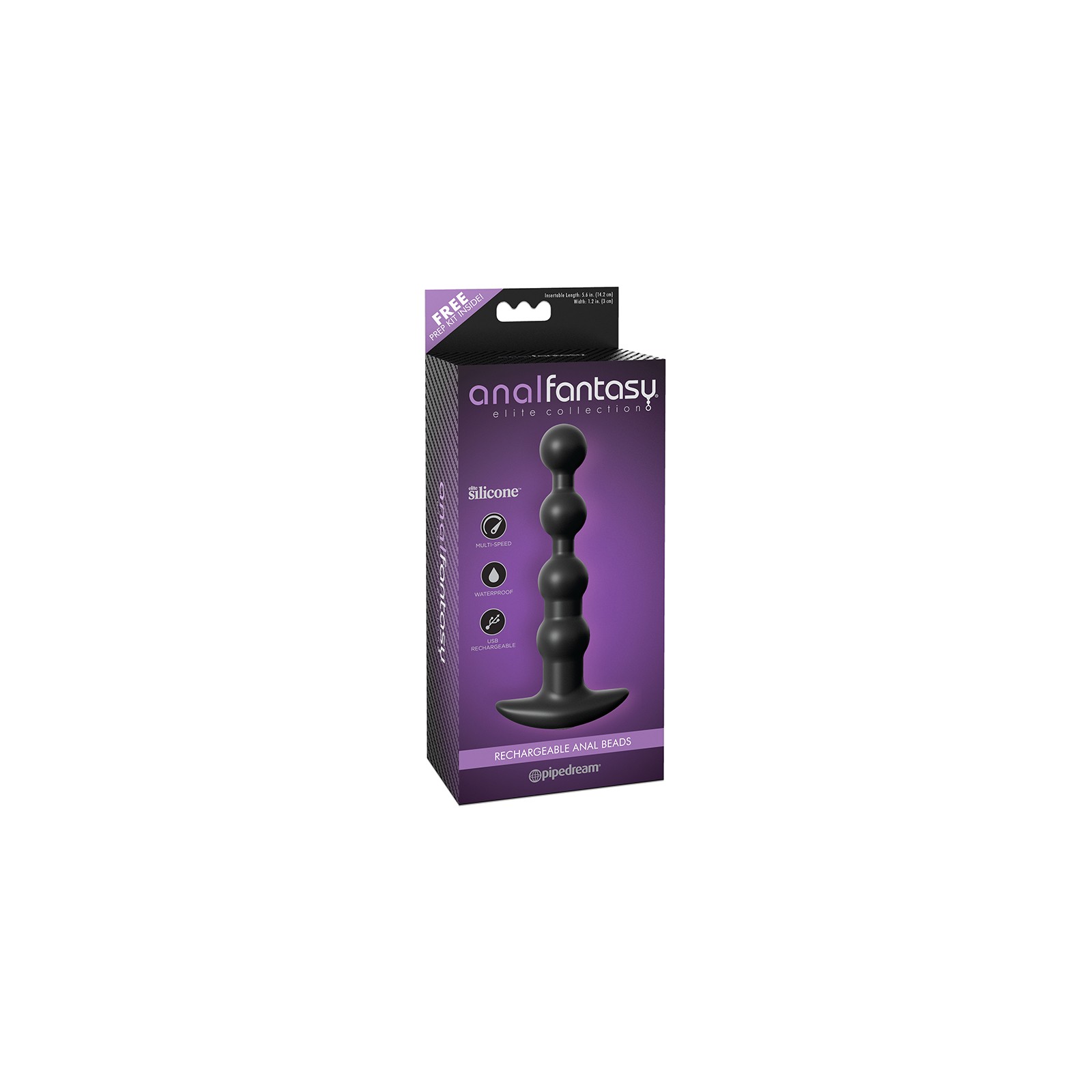 Plug de Perlas Anales Recargable Pipedream Elite en Negro