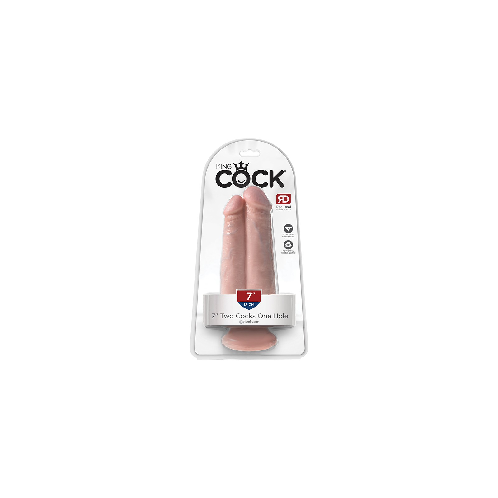 Pipedream King Cock 7 in. Dual Dildo with Suction Cup Beige - Double Pleasure