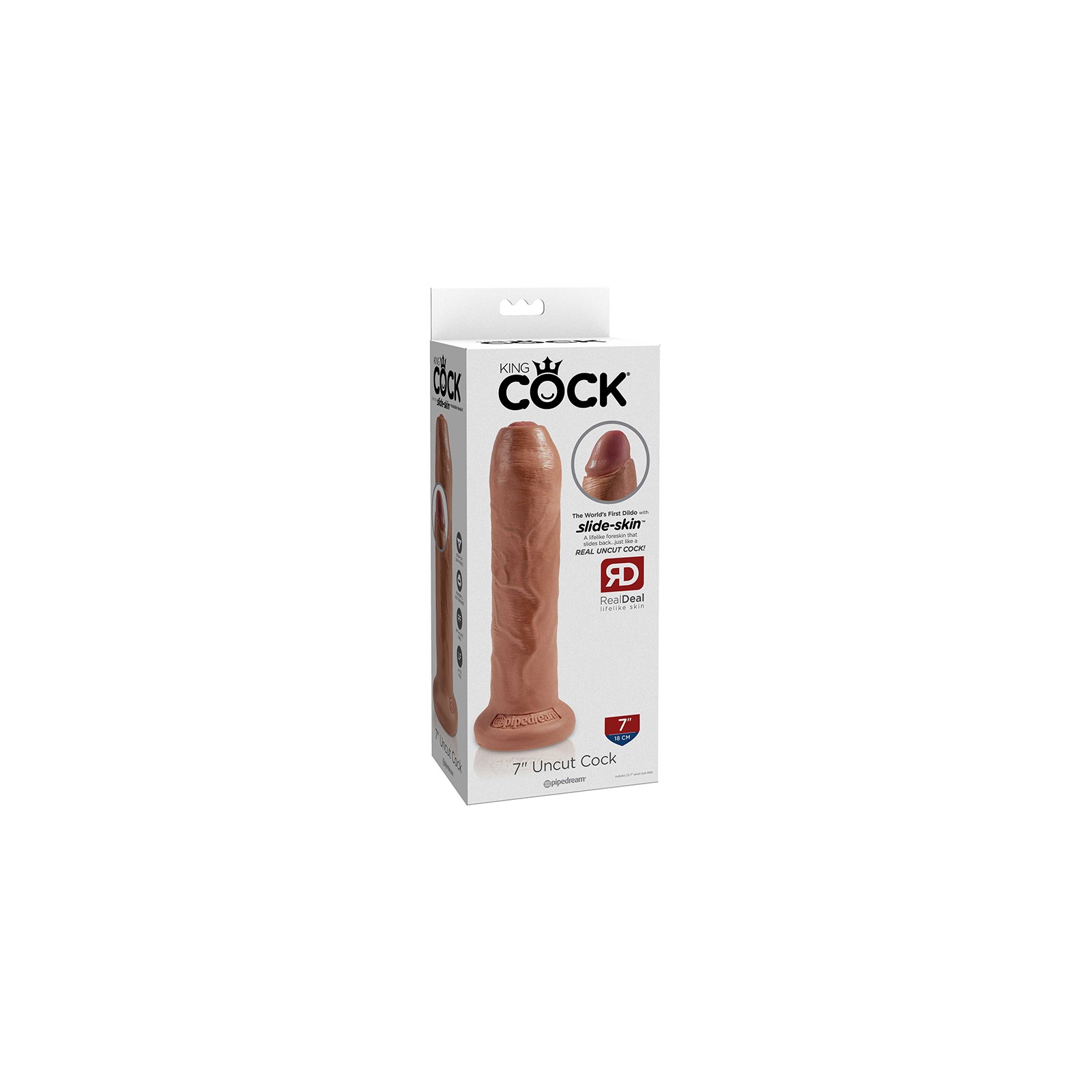 Pipedream King Cock 7 in. Uncut Realistic Dildo - Moveable Foreskin