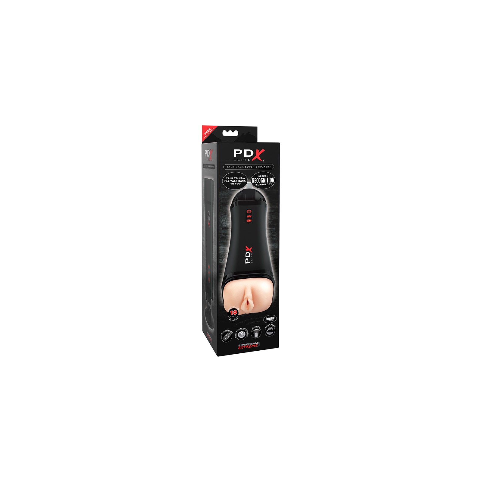 PDX Elite Talk-Back Rechargeable Vibrating Super Stroker