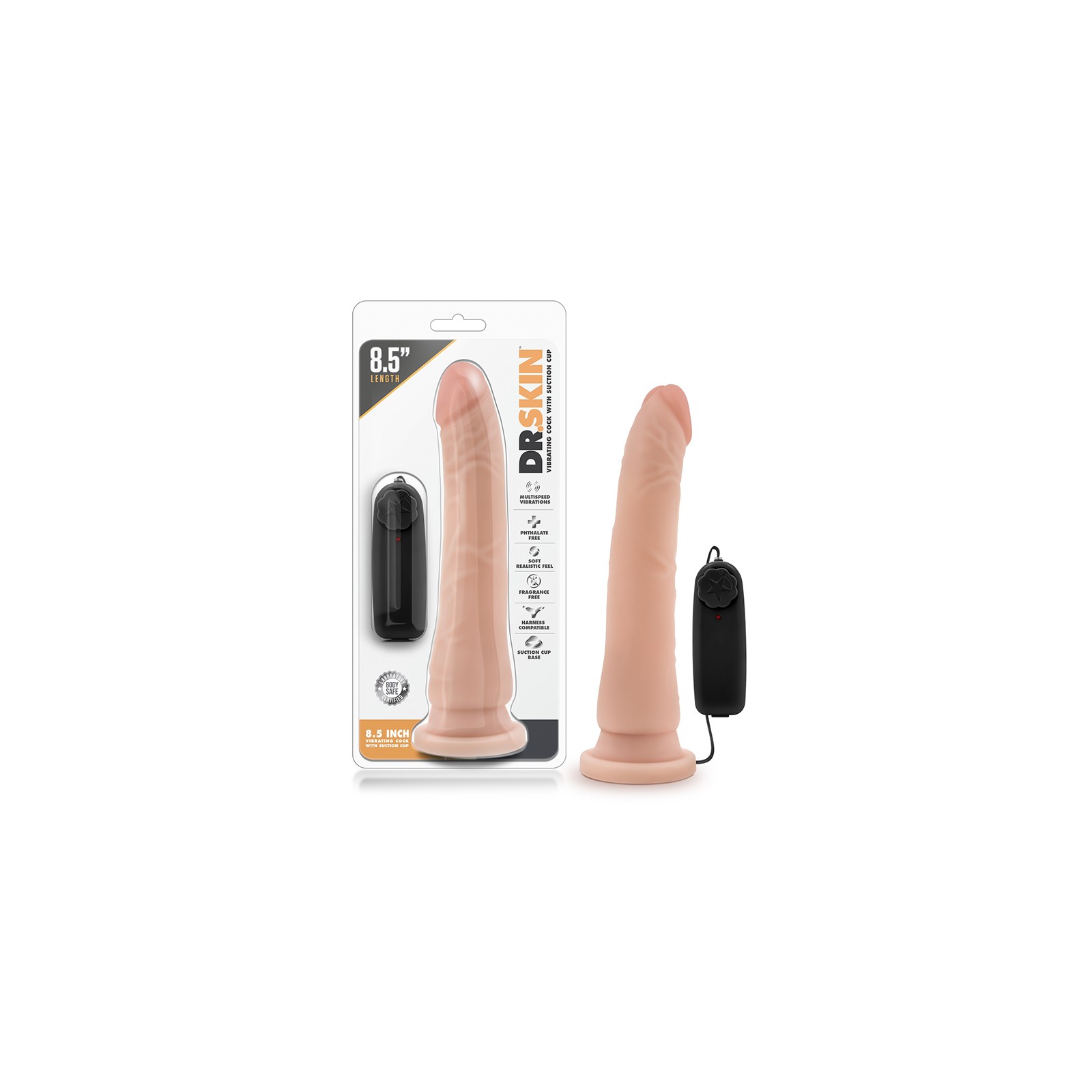 Dildo Vibrador Realista de 8.5 in. Control Remoto Dr. Skin Beige