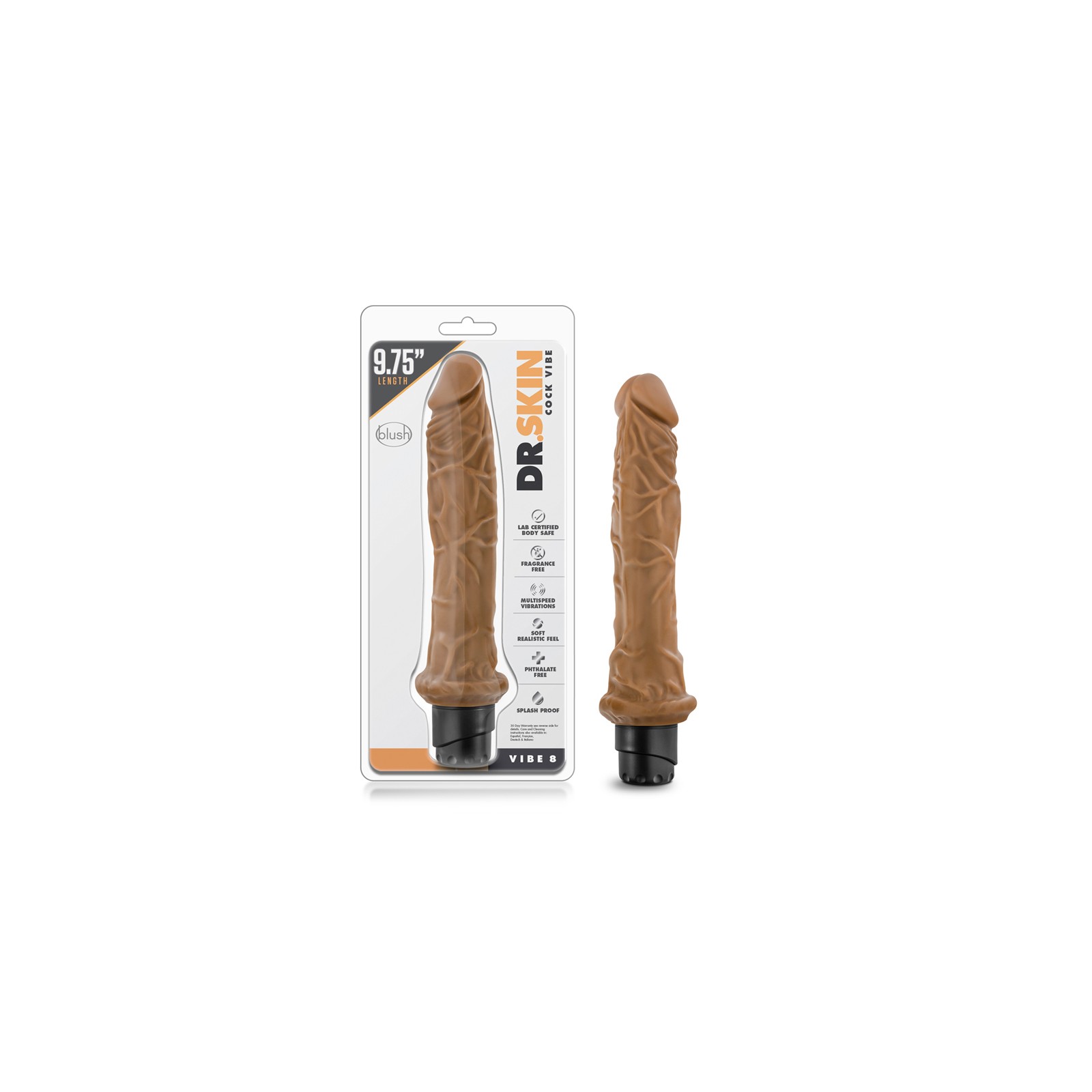 Dildo Vibrador Realista Dr. Skin Vibe 8 Tono Chocolate