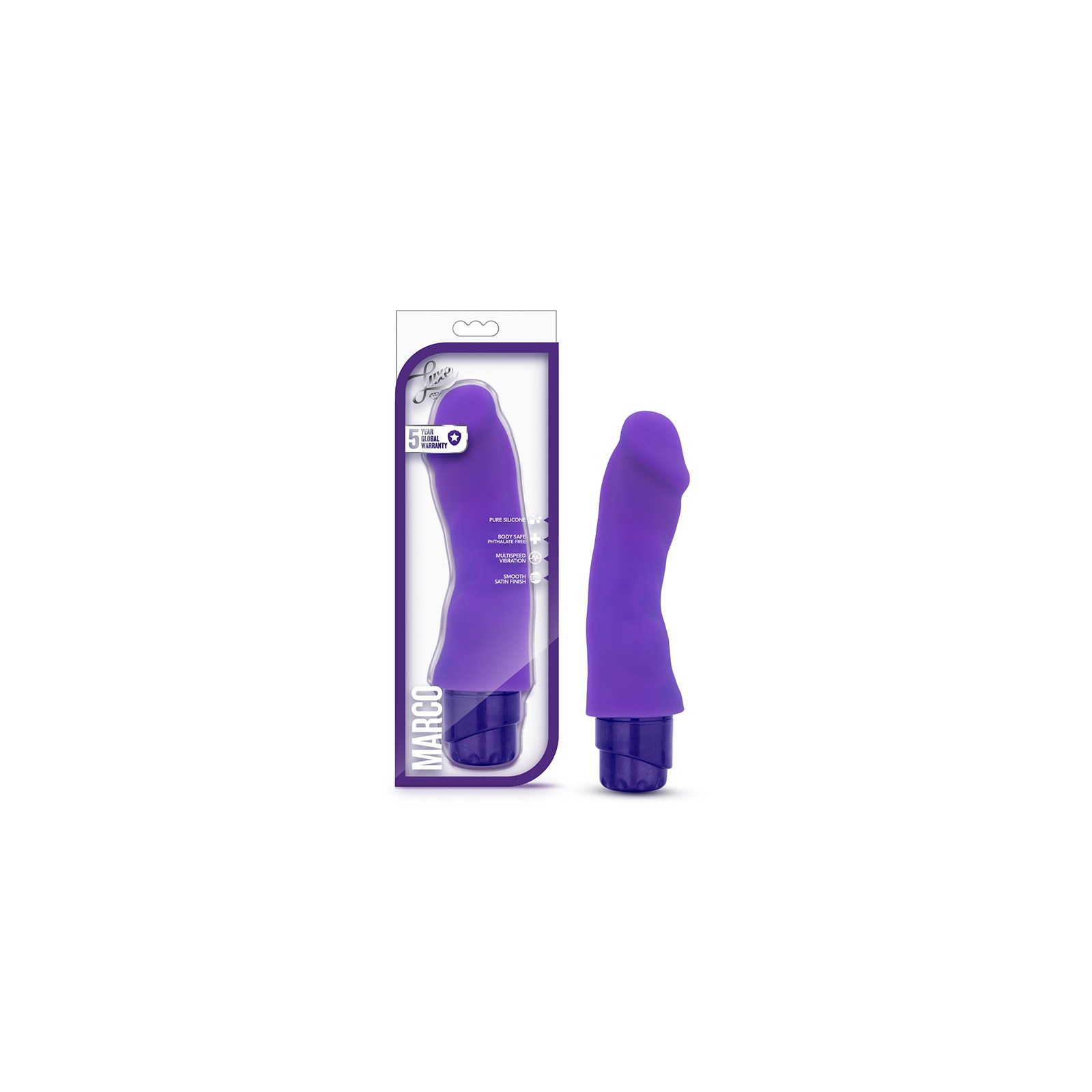 Luxe Marco Dildo Vibrante de Silicona 7.75 Pulgadas Púrpura