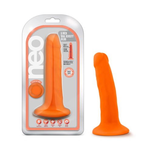 Neo 6 in. Dual Density Dildo Neon Orange