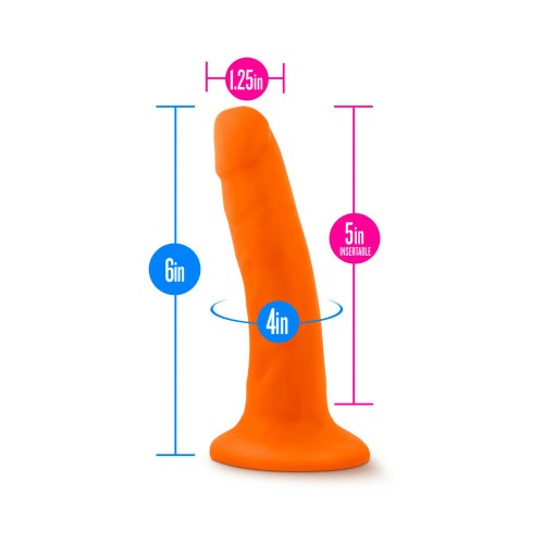 Dildo Doble Densidad Neo de 6 in. Naranja Neón