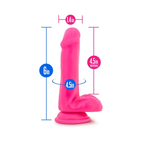 Dildo Dual Density 6 in. Rosa Neón