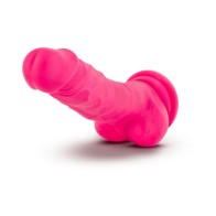 Neo Dildo de Densidad Doble de 7.5 in. con Bolas Rosa Neón