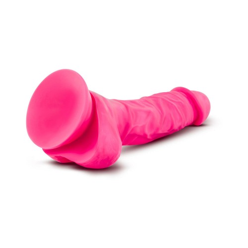 Neo Dildo de Densidad Doble de 7.5 in. con Bolas Rosa Neón