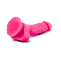 Neo 7.5 in. Dual Density Dildo with Balls Neon Pink