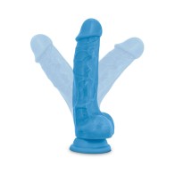 Dildo Dual Density Neo de 7.5 in. con Bolas Azul Neón