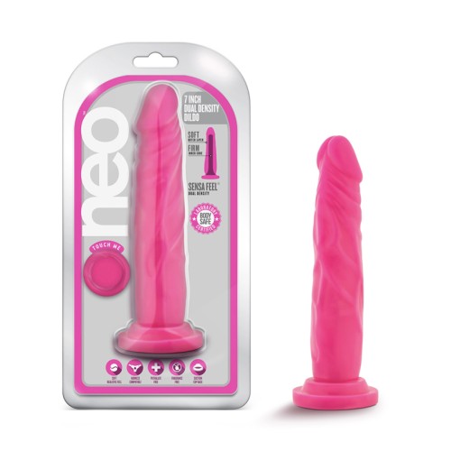 Dildo de Doble Densidad Neo de 7.5 in. en Rosa Neón