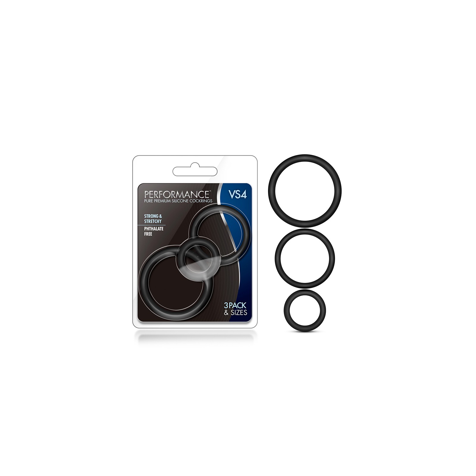 Performance VS4 Premium Silicone Cockrings 3-Pack - Black