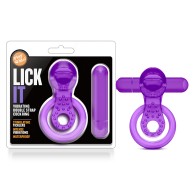 Play with Me Lick It Vibrating Double Strap Cockring Purple