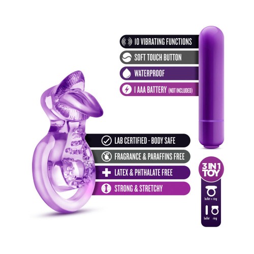 Play with Me Lick It Anillo Vibrante de Doble Straps Morado