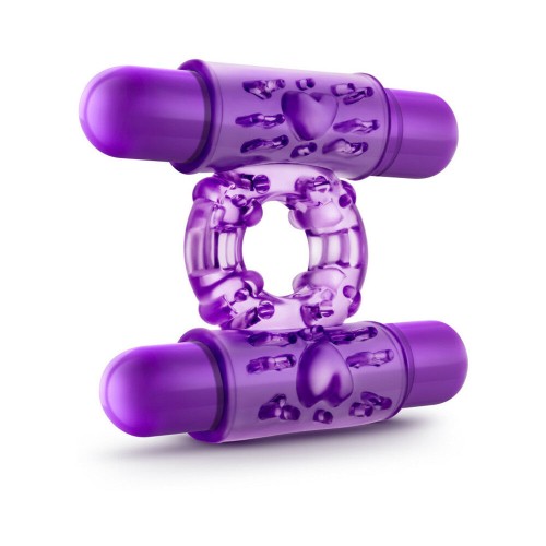 Play with Me Double Play Vibrating Cockring Purple