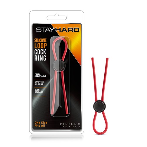 Stay Hard Silicone Loop Lasso Cock Ring Red