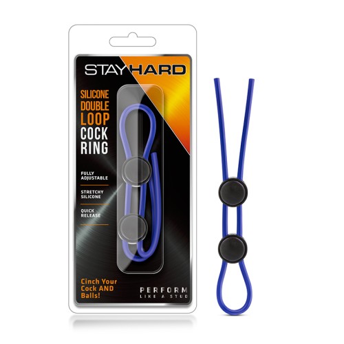 Stay Hard Anillo Doble Silicona Azul