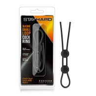 Stay Hard Silicone Double Loop Lasso/Bolo Cockring Black