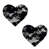 Neva Nude Heart Lace Nipple Covers Black