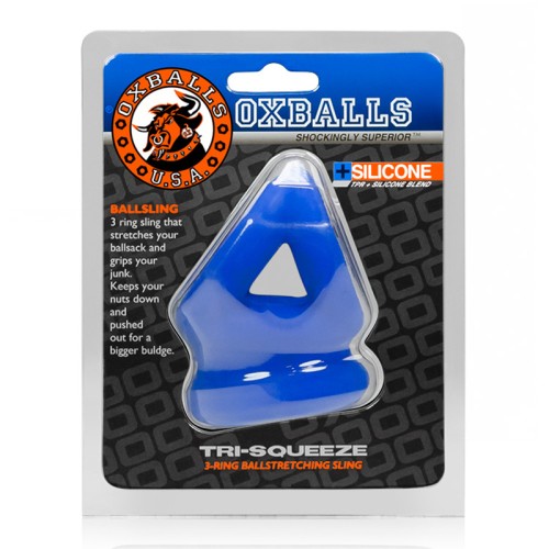 OxBalls TRI-SQUEEZE Cocksling/Espaciador de Testículos Hielo Cobalto - Herramienta de Soporte Definitiva