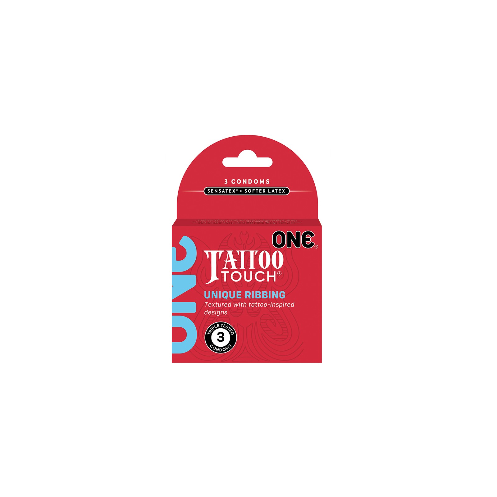 ONE Tattoo Touch Condom 3-Pack - Ribbed Design