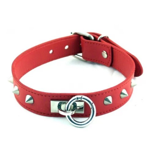 Rouge Studded O Ring Collar Red