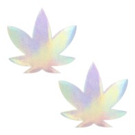 Neva Nude Weed Leaf Holographic Nipple Covers