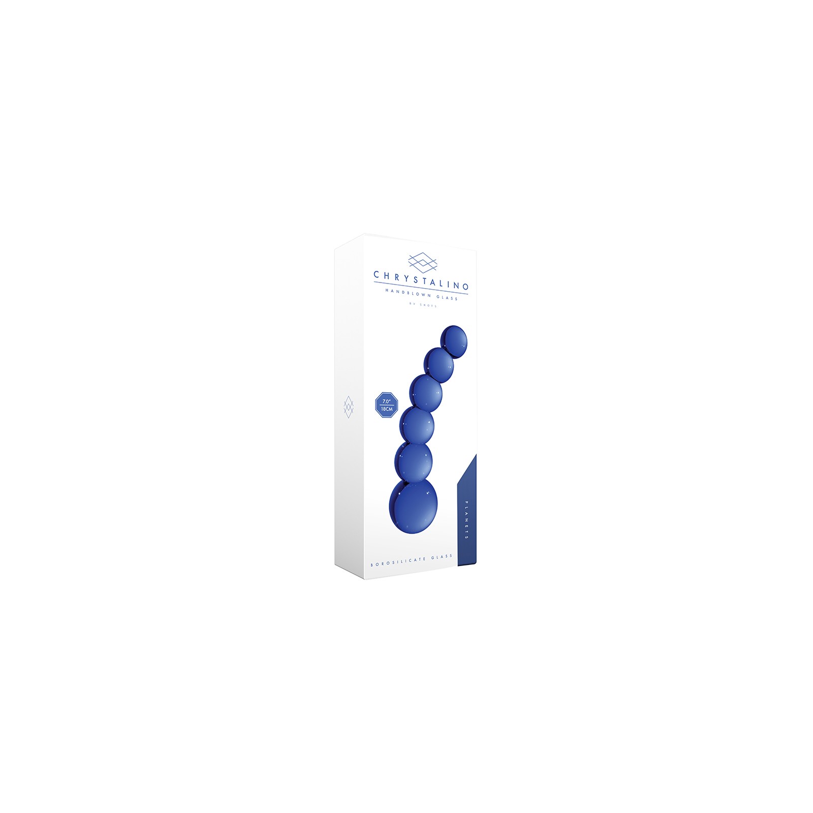 Chrystalino Curved Beaded Glass Wand Dildo - Blue