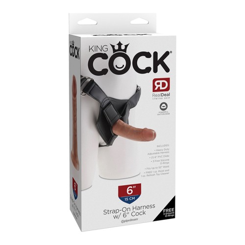 Arnés King Cock Strap-On con Dildo de 6 in. Tan