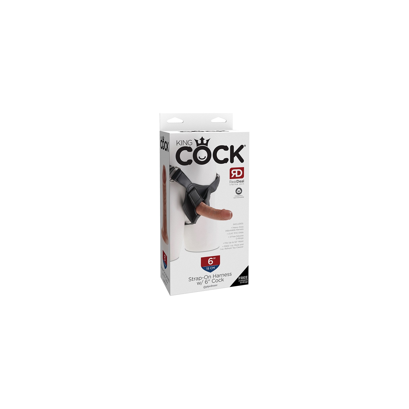 Arnés King Cock Strap-On con Dildo de 6 in. Tan