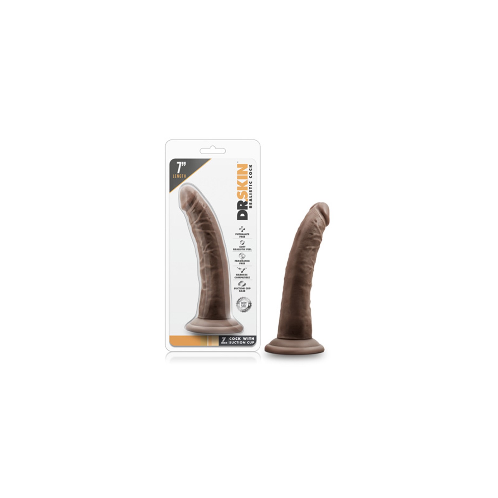 Dr. Skin Realistic 7 in. Dildo Brown