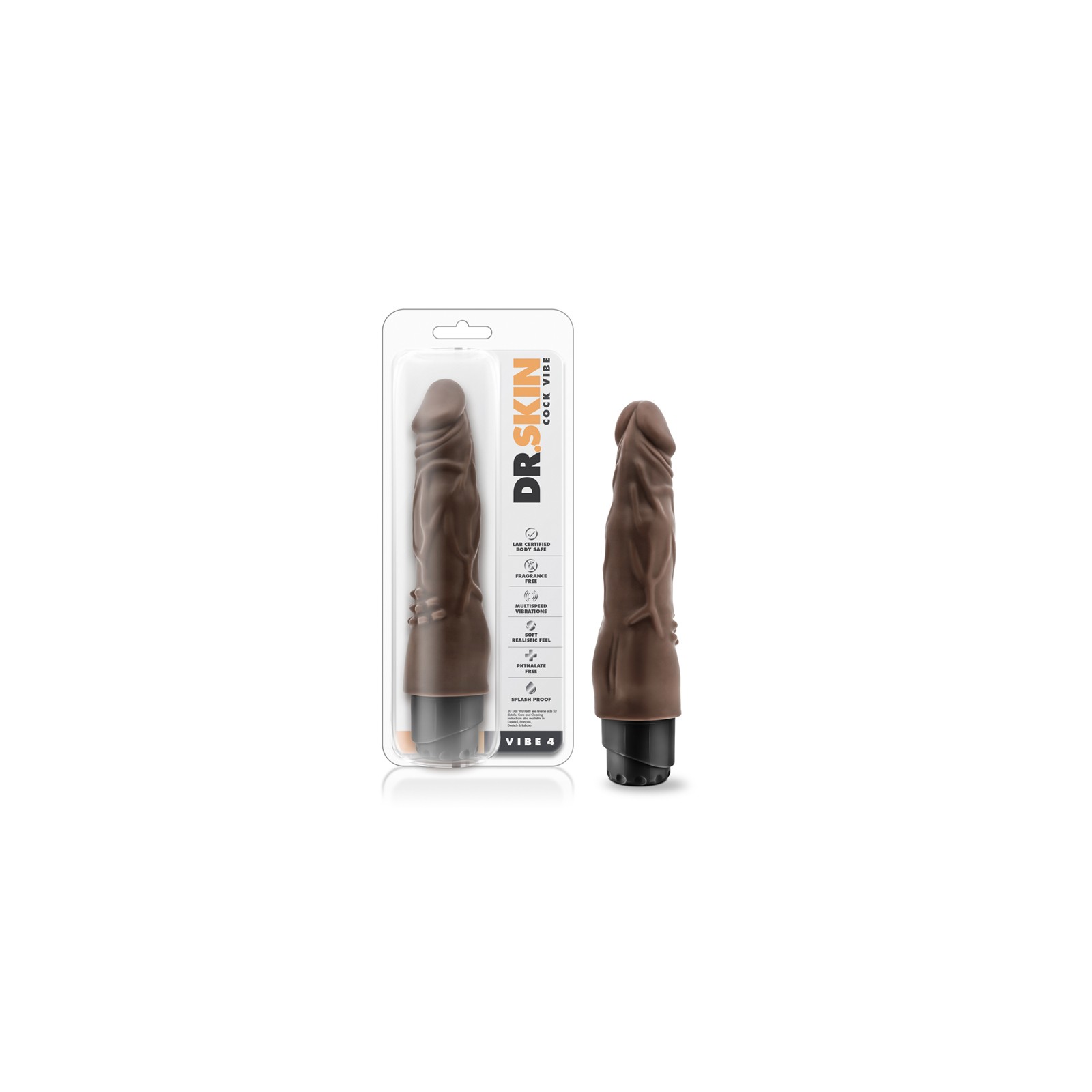 Dr. Skin Vibe 8 in. Realistic Vibrating Dildo Brown