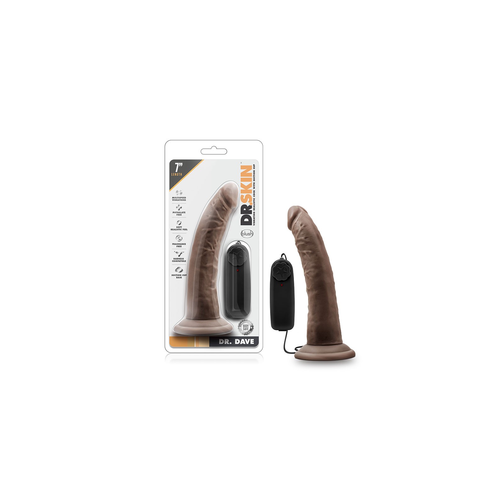 Buy Dr. Skin Dr. Dave Realistic Vibrating Dildo Brown 7 in