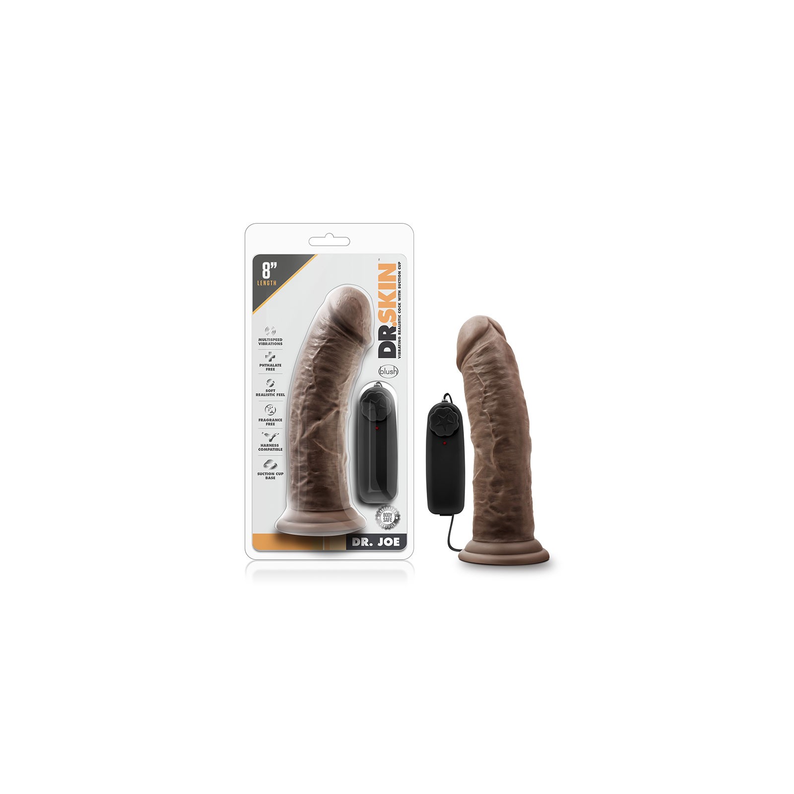 Dr. Skin Dr. Joe Realistic 8 in. Vibrating Dildo Brown