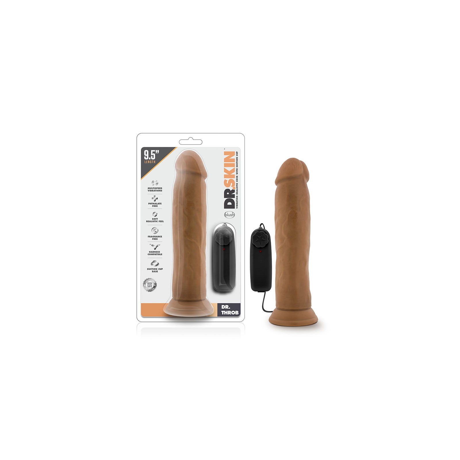 Dildo Vibrador Dr. Skin Dr. Throb de 9.5 in. para placer profundo