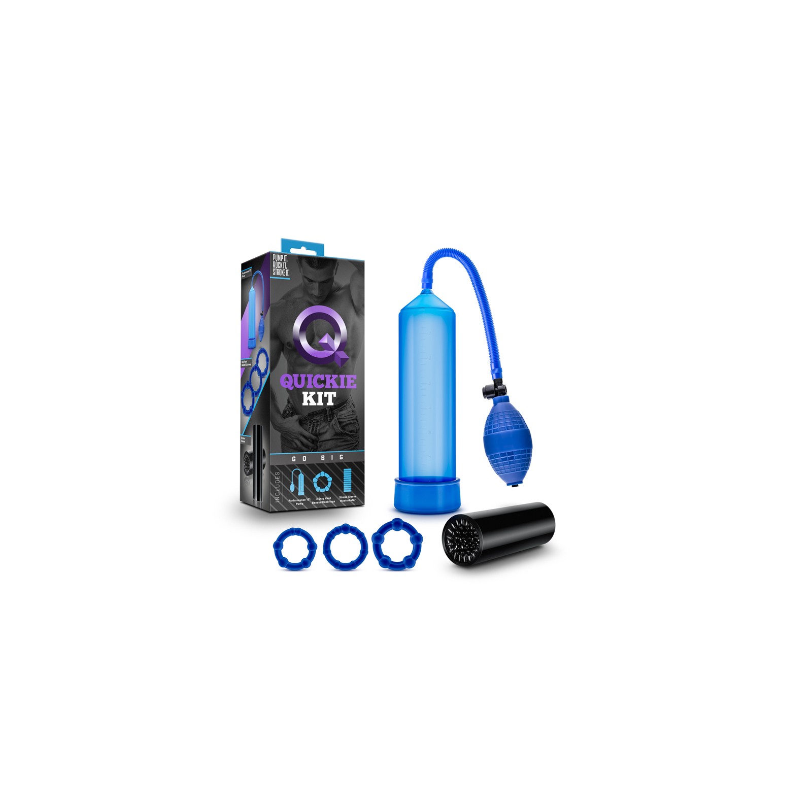 Quickie Kit Go Big Pump Stroker & Cockring Set Blue