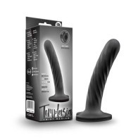 Dildo Curvado Temptasia Twist de 5.5 in. con Ventosa en Forma de Corazón Negra