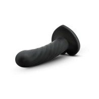 Dildo Curvado Temptasia Twist de 5.5 in. con Ventosa en Forma de Corazón Negra