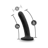 Dildo Curvado Temptasia Twist de 5.5 in. con Ventosa en Forma de Corazón Negra