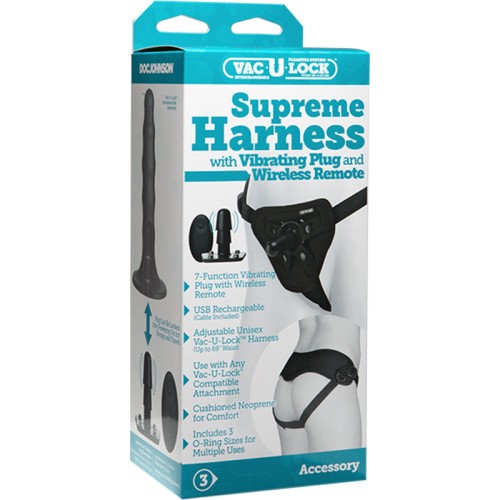 Vac-U-Lock Supreme Harness with Vibrating Plug