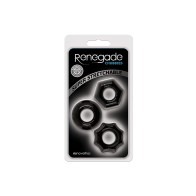 Renegade Chubbies Cock Rings 3-Pack Black - Enhance Pleasure