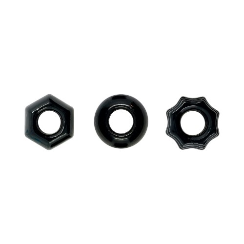 Renegade Chubbies Cock Rings 3-Pack Black - Enhance Pleasure