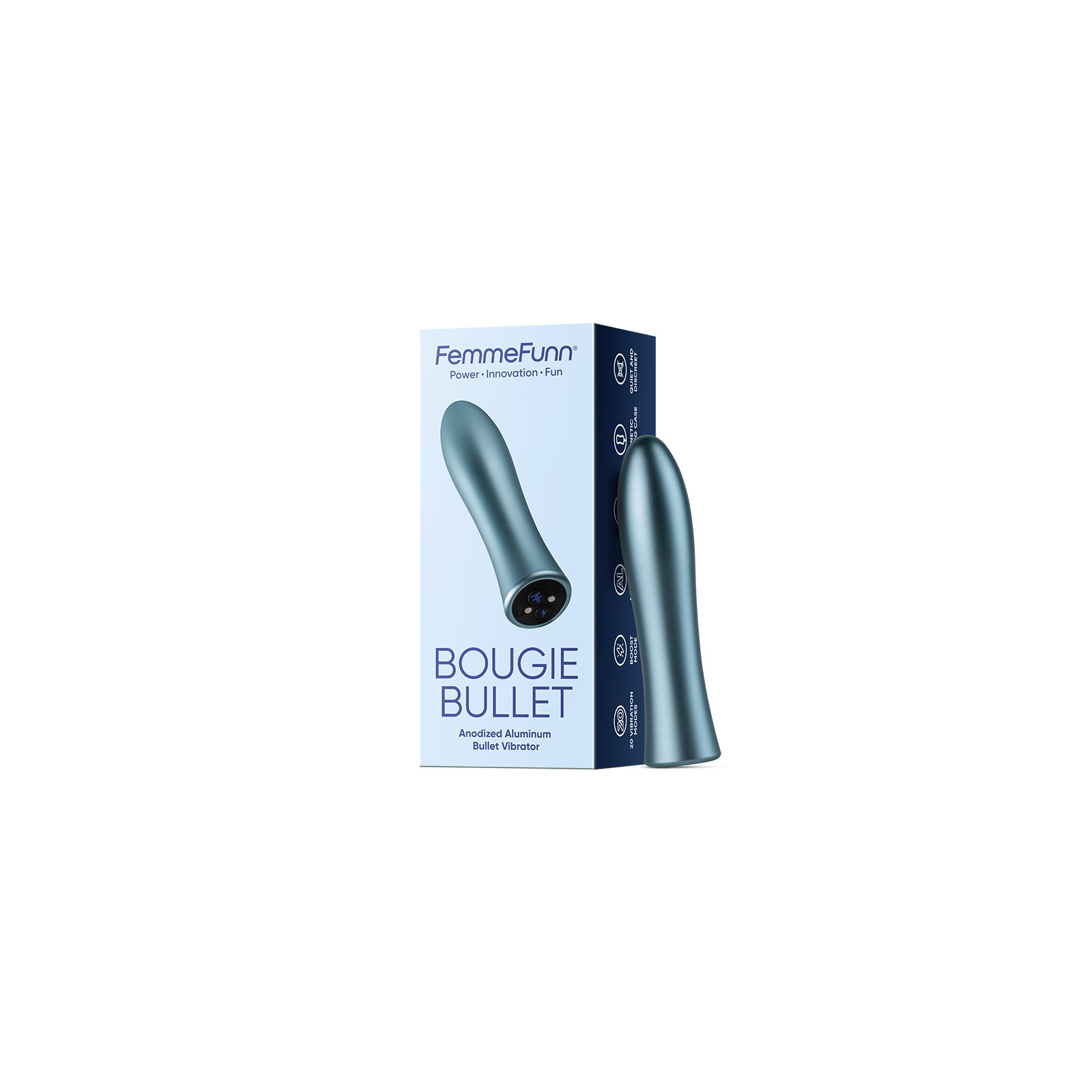 FemmeFunn Bougie Bullet Rechargeable Aluminum Vibrator Light Blue