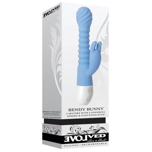 Evolved Bendy Bunny Rechargeable Silicone Vibrator Blue